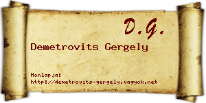 Demetrovits Gergely névjegykártya